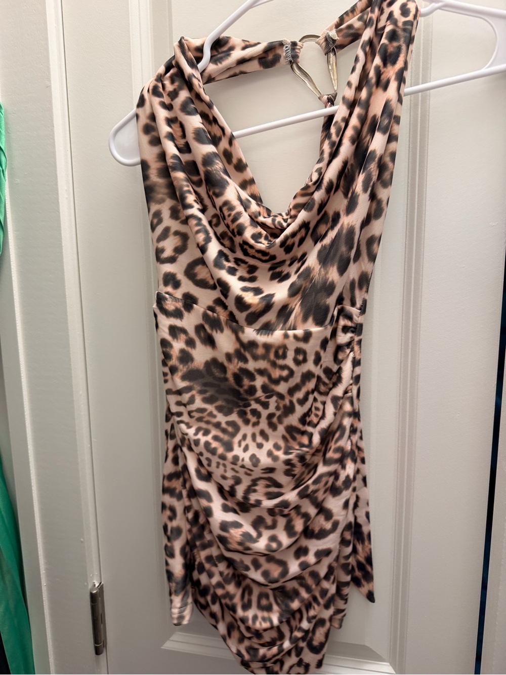 Peppermayo Beige Leopard Halter Mini Dress - Picture 3 of 4